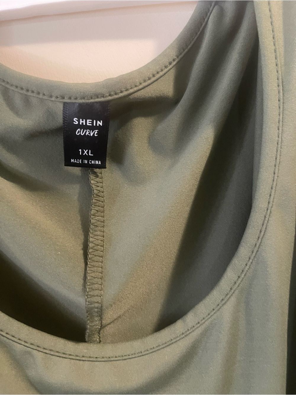 SHEIN Curve Olive Green and White V-Neck Tank Top - 1XL